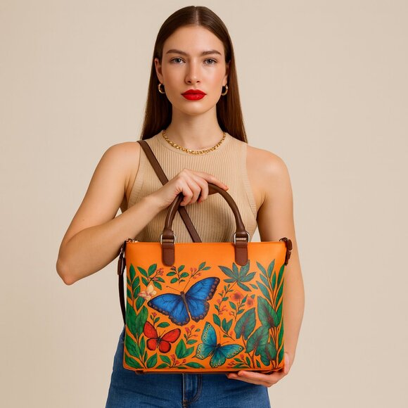 Printed Leather 3-in-1 Convertible Top Handle Crossbody Bag for Women- Daily Use - Picture 3 of 16